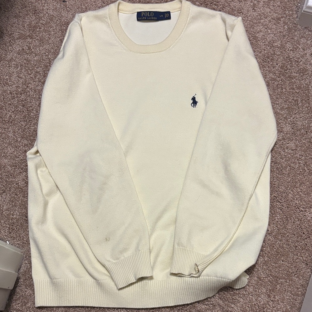 Polo by Ralph Lauren Men's Cream Crewneck Sweater